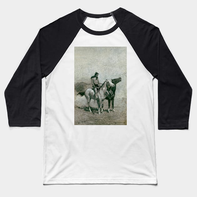 The Fire-Eater Slung His Victim Across His Pony by Frederic Remington Baseball T-Shirt by Classic Art Stall